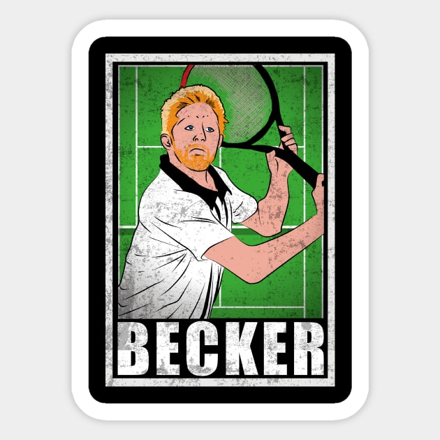 Becker Tennis Player Hero Vintage Grunge Sticker by TEEWEB
